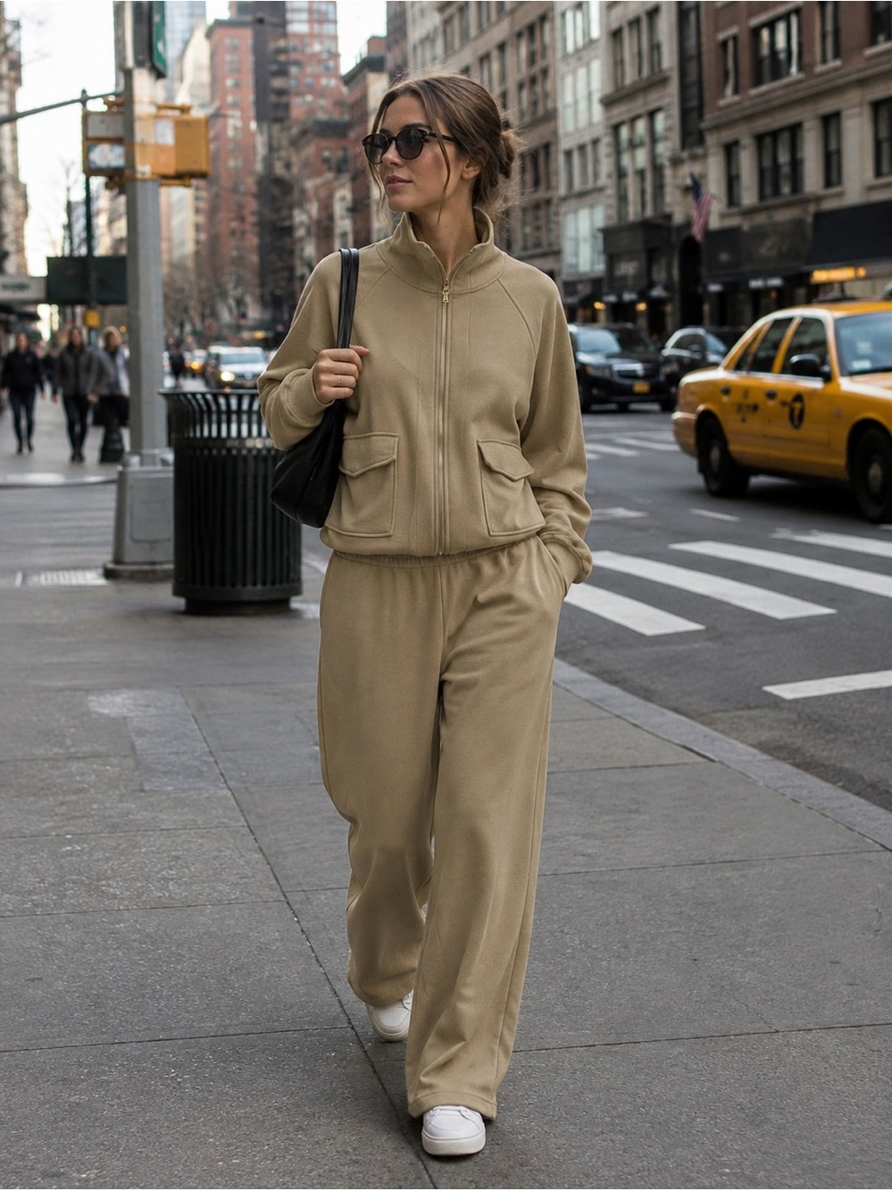 Harper Two-Piece Wide-Leg Set in Khaki